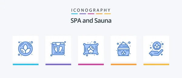 Sauna Blue Icon Pack Including Sauna Lotus Plant Creative Icons — Image vectorielle