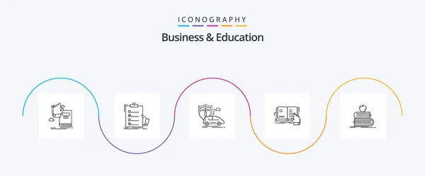 Business Education Line Icon Pack Including Study Book List Safety — Archivo Imágenes Vectoriales