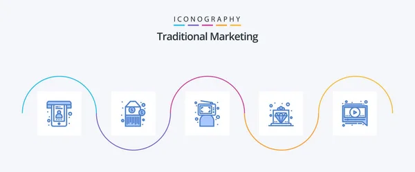 Traditional Marketing Blue Icon Pack Including Message Service Click Royal — Stok Vektör