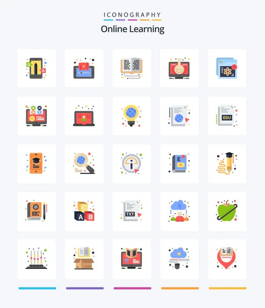 Creative Online Learning Flat Icon Pack Learning Elearning Smartphone Online — Stock vektor