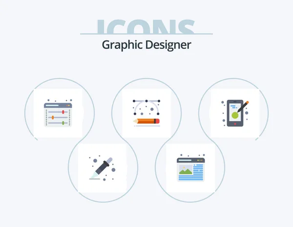 Graphic Designer Flat Icon Pack Icon Design Design Drawing Tools — Archivo Imágenes Vectoriales