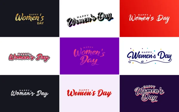 Abstract Happy Women Day Logo Woman Face Love Vector Design — Stok Vektör