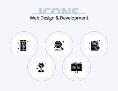 Web Design And Development Glyph Icon Pack 5 Icon Design. deadline. seo. app. search. html