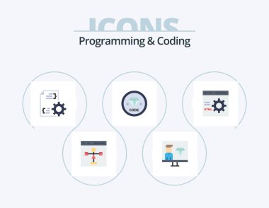 Programming And Coding Flat Icon Pack 5 Icon Design. develop. code. programmer. file