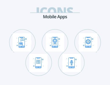Mobile Apps Blue Icon Pack 5 Icon Design. app. navigation. app. location. app