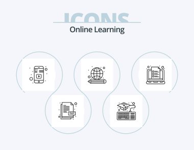 Online Learning Line Icon Pack 5 Icon Design. online. book. online. online. spoken