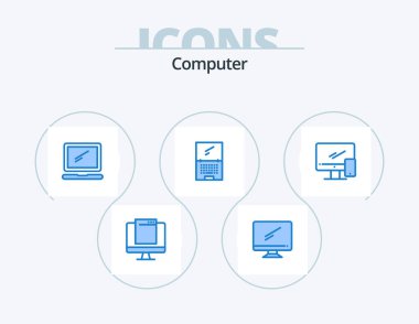 Computer Blue Icon Pack 5 Icon Design. device. computer. imac. laptop. device