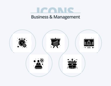 Business And Management Glyph Icon Pack 5 Icon Design. screen. management. progress. business. graph