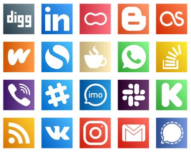 Complete Social Media Icon Pack 20 icons such as question. whatsapp. lastfm and caffeine icons. High quality and minimalist