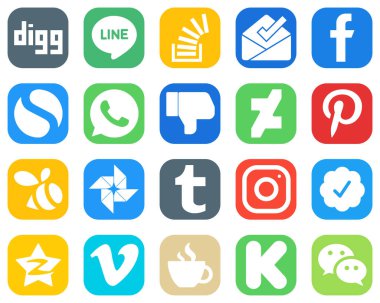 Complete Social Media Icon Pack 20 icons such as google photo. pinterest. fb. deviantart and dislike icons. Gradient Icon Set