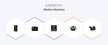 Modern Business 25 Glyph icon pack including security. money. id card. lock. bank