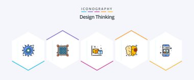 Design Thinking 25 FilledLine icon pack including mobile. gallery. arrow. mind. brain