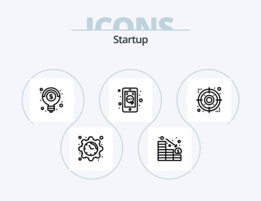 Startup Line Icon Pack 5 Icon Design. chart. annual report. suit. success. cup