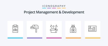 Project Management And Development Line 5 Icon Pack Including gravel. vintage. release. auction . modern. Creative Icons Design