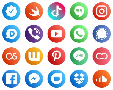 20 Social Media Icons for Your Business such as whatsapp. youtube. instagram and viber icons. Creative and professional