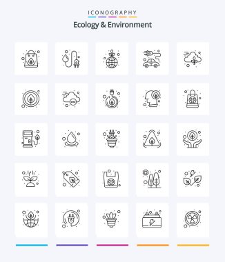 Creative Ecology And Environment 25 OutLine icon pack  Such As nature. transport. green. plug. concept