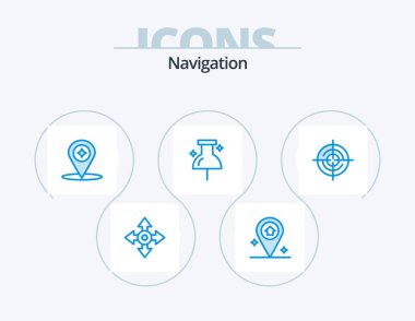 Navigation Blue Icon Pack 5 Icon Design. navigation. gps. compass. define. navigation