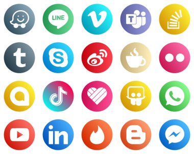20 Unique Social Media Icons such as caffeine. china. stock. sina and chat icons. Versatile and premium