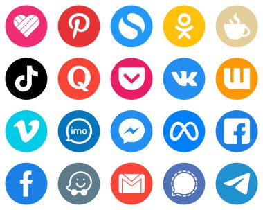 Flat Circle White Icon Pack vimeo. vk. douyin. pocket and quora 20 Customizable Icons