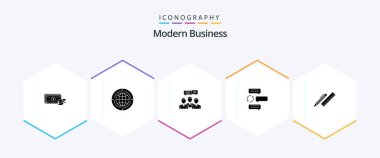 Modern Business 25 Glyph icon pack including chat. meeting. connection. dialog. business