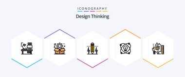 Design Thinking 25 FilledLine icon pack including lightd. idea. setting. light. edit