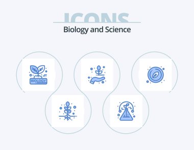 Biology Blue Icon Pack 5 Icon Design. leaf. biology. biology. plant. hand