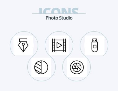 Photo Studio Line Icon Pack 5 Icon Design. . dvd. studio