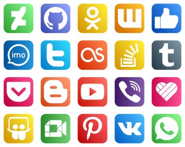 20 Modern Social Media Icons such as tumblr. stock. video. question and lastfm icons. Creative and eye catching