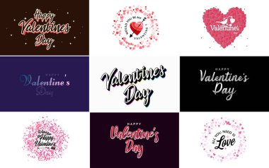 Happy Valentine's Day typography poster with handwritten calligraphy text. isolated on white background vector illustration
