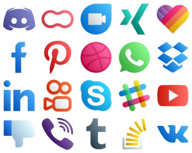20 Simple Gradient Social Media Icons such as linkedin. whatsapp. xing and dribbble icons. Modern and minimalist