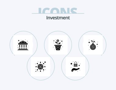 Investment Glyph Icon Pack 5 Icon Design. . money. commercial. hand. investment