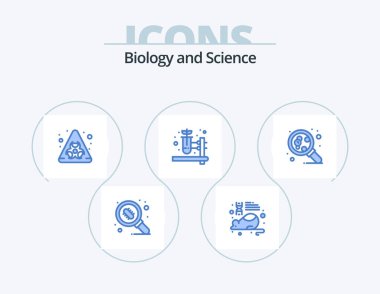 Biology Blue Icon Pack 5 Icon Design. science. molecule. biohazard. molecular. herbal test