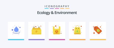 Ecology And Environment Flat 5 Icon Pack Including green. organic. recycle bag. organic. Creative Icons Design