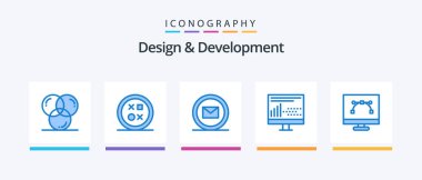 Design and Development Blue 5 Icon Pack Including programing. design. round. coding. online. Creative Icons Design