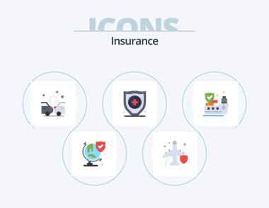 Insurance Flat Icon Pack 5 Icon Design. protection. ship. accident. security. insurance