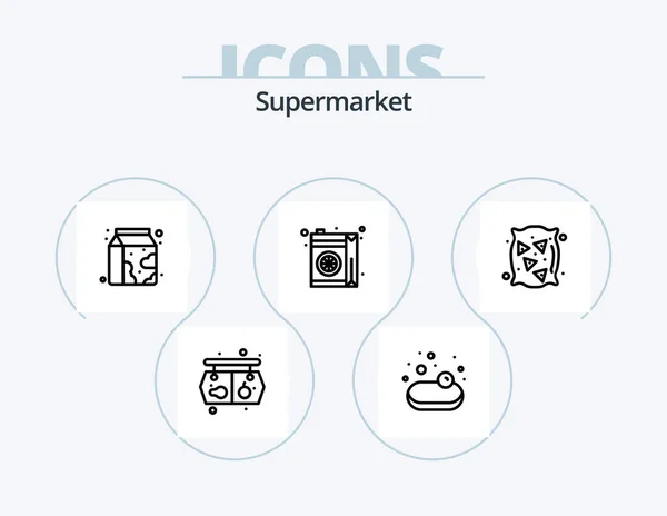 Supermarket Line Icon Pack Icon Design Bottle Store Fruit Vegetable — Vetor de Stock