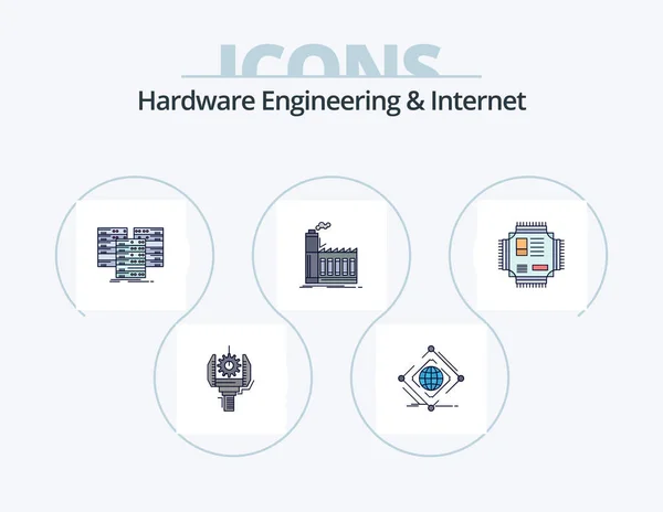 Hardware Engineering Internet Line Filled Icon Pack Icon Design Data — Stock Vector
