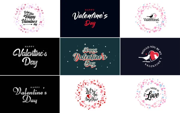 Happy Valentine Day Banner Template Romantic Theme Pink Red Color — Stock vektor