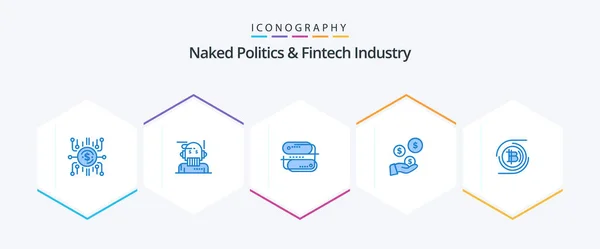 Naked Politics Fintech Industry Blue Icon Pack Including Industry Hand — Wektor stockowy