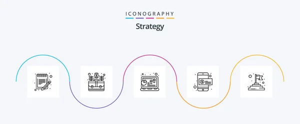 Strategy Line Icon Pack Including Dollar Profit Money Laptop Chart — Image vectorielle