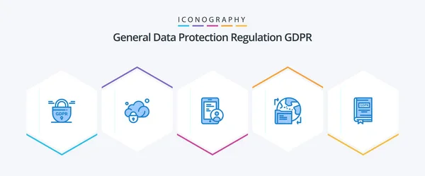 Gdpr Blue Icon Pack Including Law Gdpr Gdpr Book — Wektor stockowy