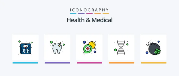 Health And Medical Line Filled 5 Icon Pack Including medical monitor. virus. stretcher. pipette. dropper. Creative Icons Design