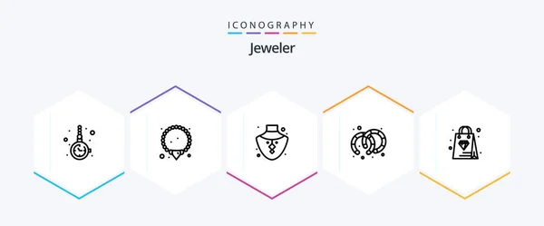 Jewellery Line Icon Pack Including Diamond Shopping Diamond Jewelry Earrings — Vettoriale Stock