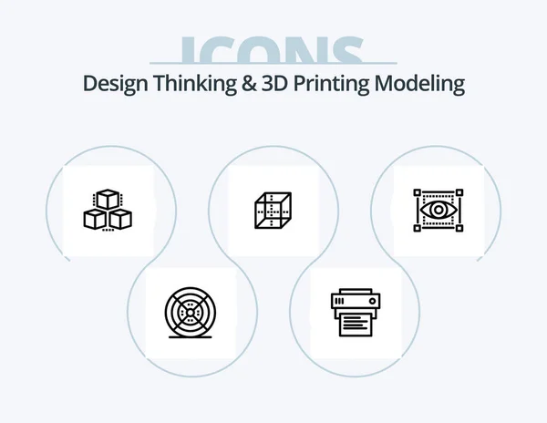 Diseño Pensamiento Línea Modelado Impresión Icon Pack Icon Design Formando — Vector de stock
