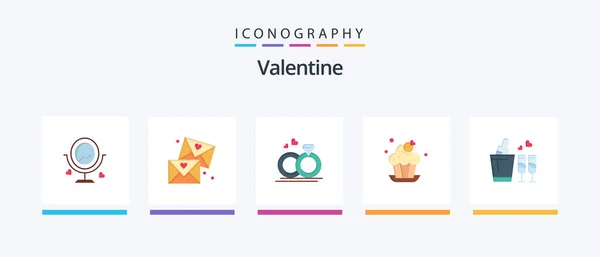 Valentine Flat Icon Pack Including Merraige Love Email Day Valentine — Stok Vektör