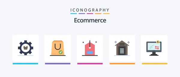 Ecommerce Flat Icon Pack Including Storage Commerce Package Counter Creative – stockvektor