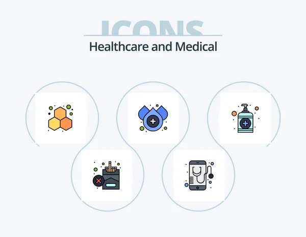 Medical Line Filled Icon Pack Icon Design Мобильный Здравоохранение Лекарства — стоковый вектор