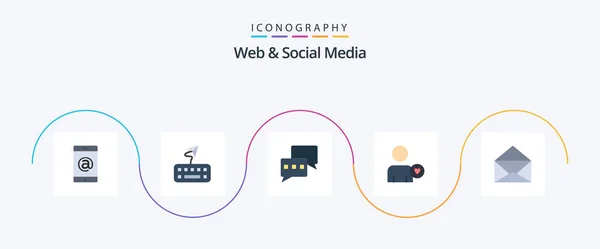 Web Social Media Flat Icon Pack Including Почтой Открыто Сообщение — стоковый вектор