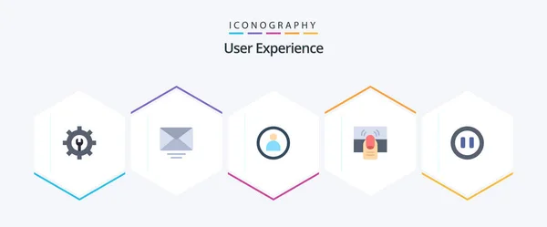 User Experience Flat Icon Pack Including Media User Controls One — Stockvector