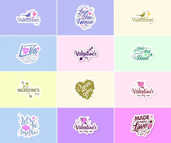 Celebrating Power Love Valentine Day Beautiful Design Stickers — Stok Vektör